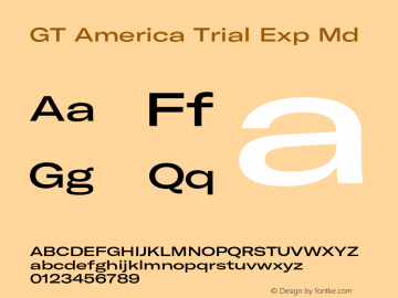 GT America Trial Exp Md Version 1.005 2020-10-21 Font Sample