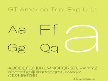 GT America Trial Exp U Lt Version 1.005 2020-10-21 Font Sample