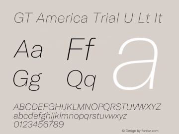 GT America Trial U Lt It Version 1.006 2020-10-21 Font Sample