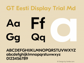 GT Eesti Display Trial Md Version 1.005 2020-10-21 Font Sample