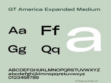 GT America Expanded Medium Version 5.001;PS 005.001;hotconv 1.0.88;makeotf.lib2.5.64775 Font Sample