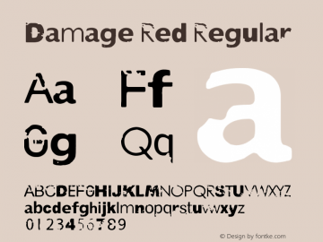 Damage Red Version 1.00 January 27, 2019, initial release Font Sample