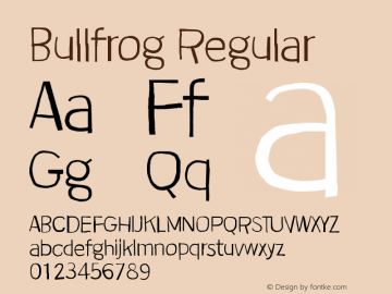 Bullfrog Version 1.00 February 24, 2019, initial release Font Sample