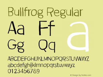 Bullfrog Version 1.00 February 24, 2019, initial release Font Sample