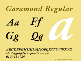 Garamond Regular Converted from U:\HOME\PEARCE\AT\TTFONTS\ST000032.TF1 by ALLTYPE Font Sample