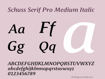 SchussSerifPro-MediumItalic Version 001.000图片样张