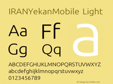 IRANYekanMobile Light Version 1.10 October 26, 2019 Font Sample