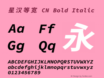 星汉等宽 CN Bold Italic  Font Sample