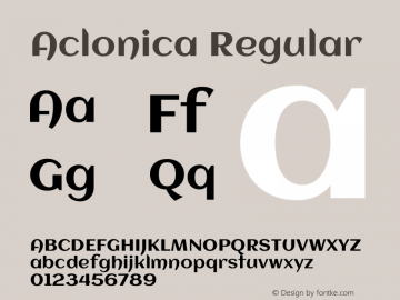 Aclonica Regular Version 1.001 Font Sample