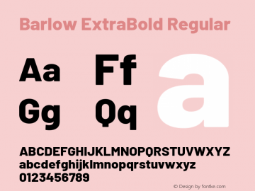 Barlow ExtraBold Version 1.408 Font Sample