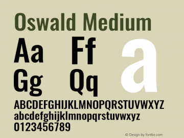 Oswald Medium Version 4.002 Font Sample