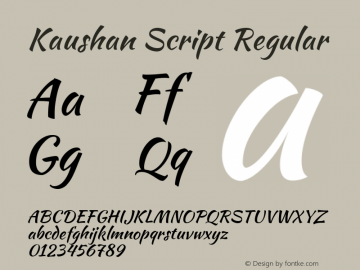 KaushanScript-Regular Version 1.002; ttfautohint (v1.4.1) Font Sample