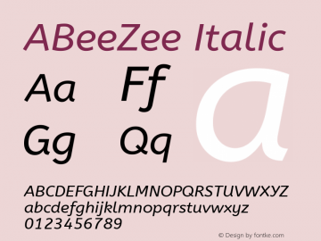 ABeeZee Italic Version 1.002图片样张