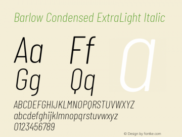 Barlow Condensed ExtraLight Italic Version 1.408图片样张