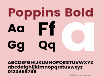 Poppins Bold Version 2.000;PS 1.0;hotconv 1.0.79;makeotf.lib2.5.61930; ttfautohint (v1.3) Font Sample