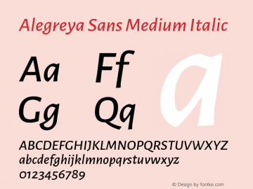 Alegreya Sans Medium Italic Version 2.004; ttfautohint (v1.6)图片样张