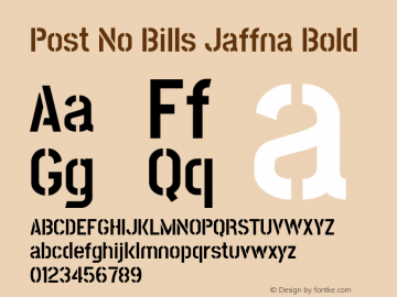 Post No Bills Jaffna Bold Version 1.220 ; ttfautohint (v1.6) Font Sample