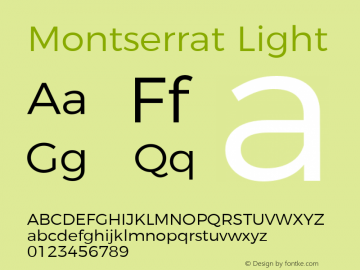 Montserrat Light Version 4.000 Font Sample