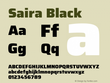 Saira Black Version 0.072 Font Sample