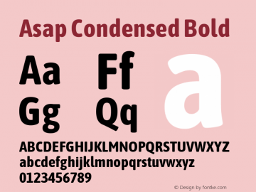 Asap Condensed Bold Version 1.006; ttfautohint (v1.5)图片样张