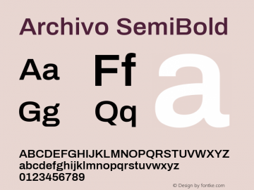 Archivo SemiBold Version 1.002 Font Sample
