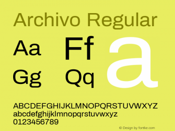 Archivo Regular Version 1.002 Font Sample
