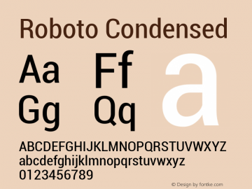 Roboto Condensed Version 1.00000; 2011 Font Sample