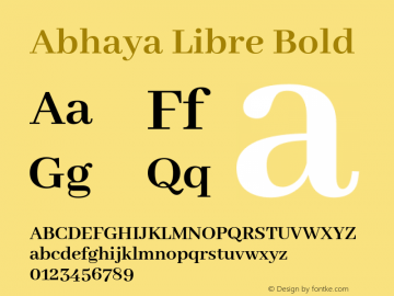 Abhaya Libre Bold Version 1.050 ; ttfautohint (v1.6) Font Sample