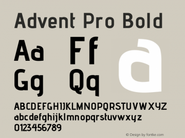 Advent Pro Bold Version 2.002 Font Sample