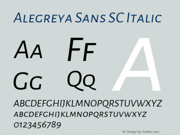 Alegreya Sans SC Italic Version 2.003; ttfautohint (v1.6)图片样张