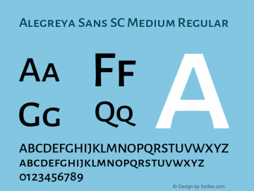 Alegreya Sans SC Medium Version 2.003; ttfautohint (v1.6) Font Sample