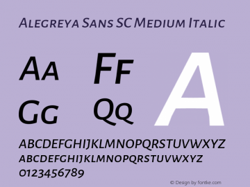 Alegreya Sans SC Medium Italic Version 2.003; ttfautohint (v1.6)图片样张
