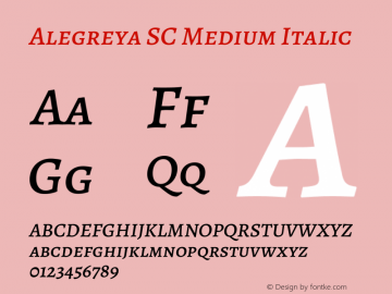 Alegreya SC Medium Italic Version 2.003; ttfautohint (v1.6)图片样张