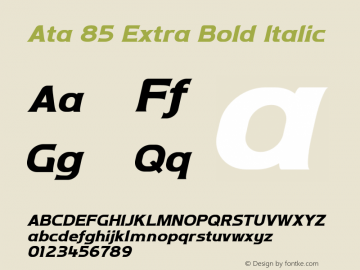 Ata 85 Extra Bold Italic Version 1.001 Font Sample