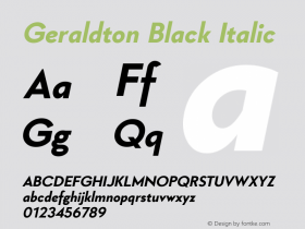 Geraldton Black Italic 1.000 Font Sample