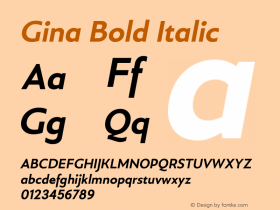 Gina Bold Italic 1.000 Font Sample