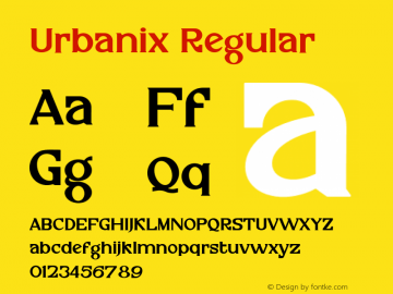 UrbanixRegular Version 1.003;Fontself Maker 3.5.4图片样张