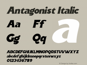 Antagonist Italic Version 1.00;September 23, 2020;FontCreator 11.5.0.2430 64-bit图片样张