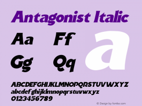 Antagonist Italic Version 1.00;September 23, 2020;FontCreator 11.5.0.2430 64-bit图片样张