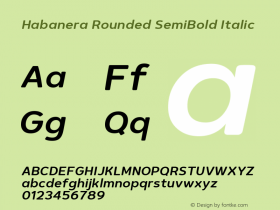 Habanera Rounded SemiBold Italic 1.0 Font Sample