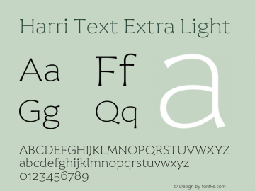 Harri Text Extra Light 1.005 Font Sample
