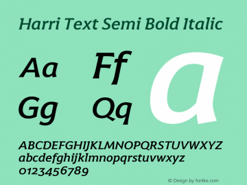 Harri Text Semi Bold Italic 1.005图片样张