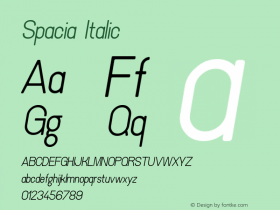 Spacia Italic Version 1.000;hotconv 1.0.109;makeotfexe 2.5.65596图片样张