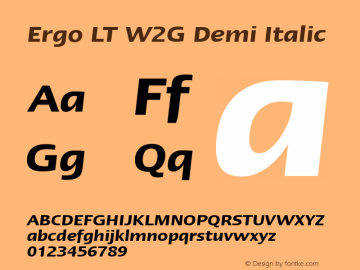 Linotype Ergo W2G Demi Italic Version 1.10 Font Sample