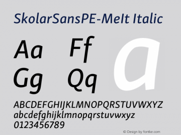 SkolarSansPE-MeIt Version 2.004;PS 2.003;hotconv 1.0.88;makeotf.lib2.5.647800; ttfautohint (v1.5);com.myfonts.easy.rosetta.skolar-sans-pe.medium-italic.wfkit2.version.4Ft7 Font Sample