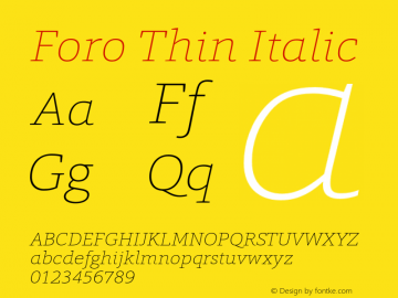 Foro-ThinItalic Version 0.00图片样张