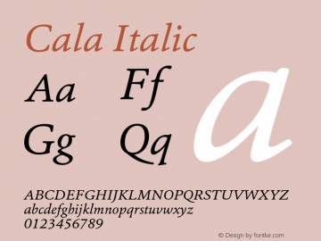 Cala-Italic Version 1.001 Font Sample