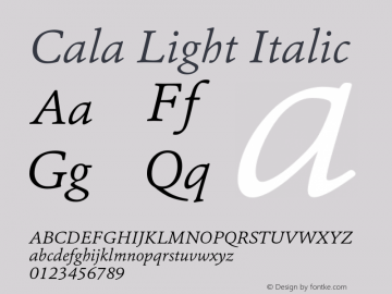 Cala-LightItalic Version 1.001图片样张