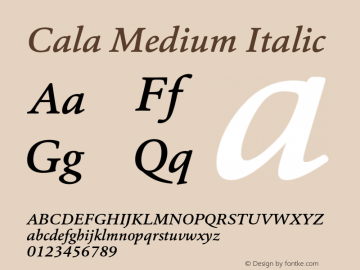 Cala-MediumItalic Version 1.001 Font Sample