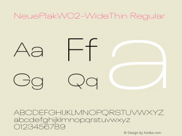 Neue Plak W02 Wide Thin Version 1.00 Font Sample